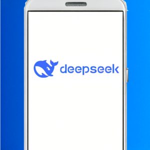 celular com tela mostrando o logo deepseek