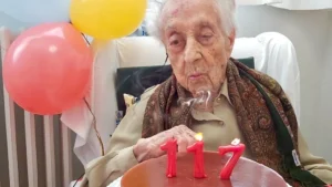 A supercentenária Maria Branyas Morera em seu 117º aniversário